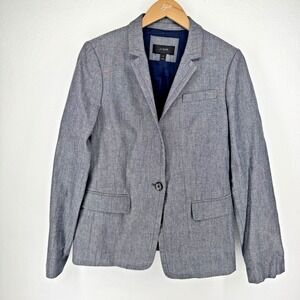 J.CREW Blazer Women Size 8 Gray One Buttons Schoolboy Jacket Workwear Casual